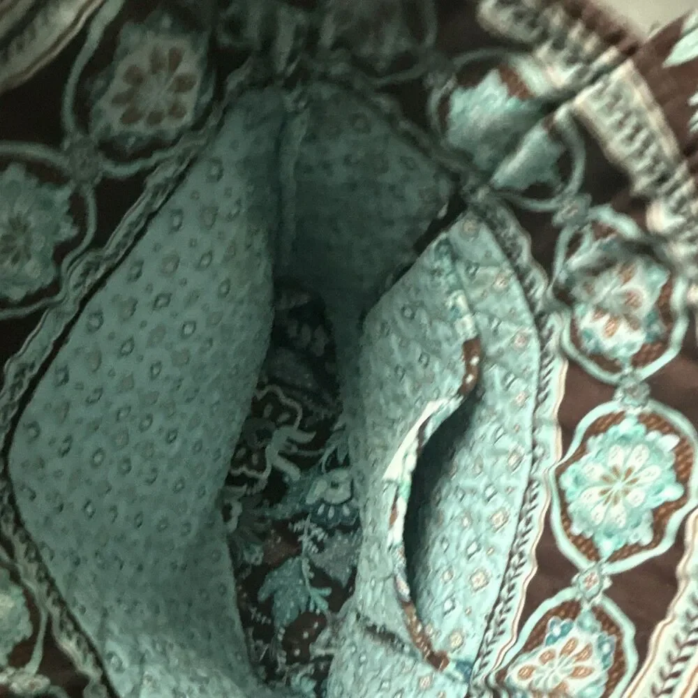 Vera Bradley Floral Quilted Tote Shoulder Bag Inner Pockets Brown Blue used